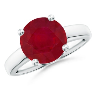 10mm AA Round Ruby Solitaire Engagement Ring in P950 Platinum