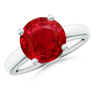 10mm AAA Round Ruby Solitaire Engagement Ring in P950 Platinum