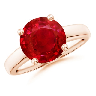 10mm AAA Round Ruby Solitaire Engagement Ring in Rose Gold