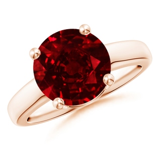 10mm AAAA Round Ruby Solitaire Engagement Ring in Rose Gold