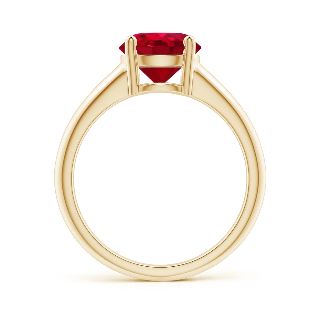 8mm AAA Round Ruby Solitaire Engagement Ring in Yellow Gold Side 199