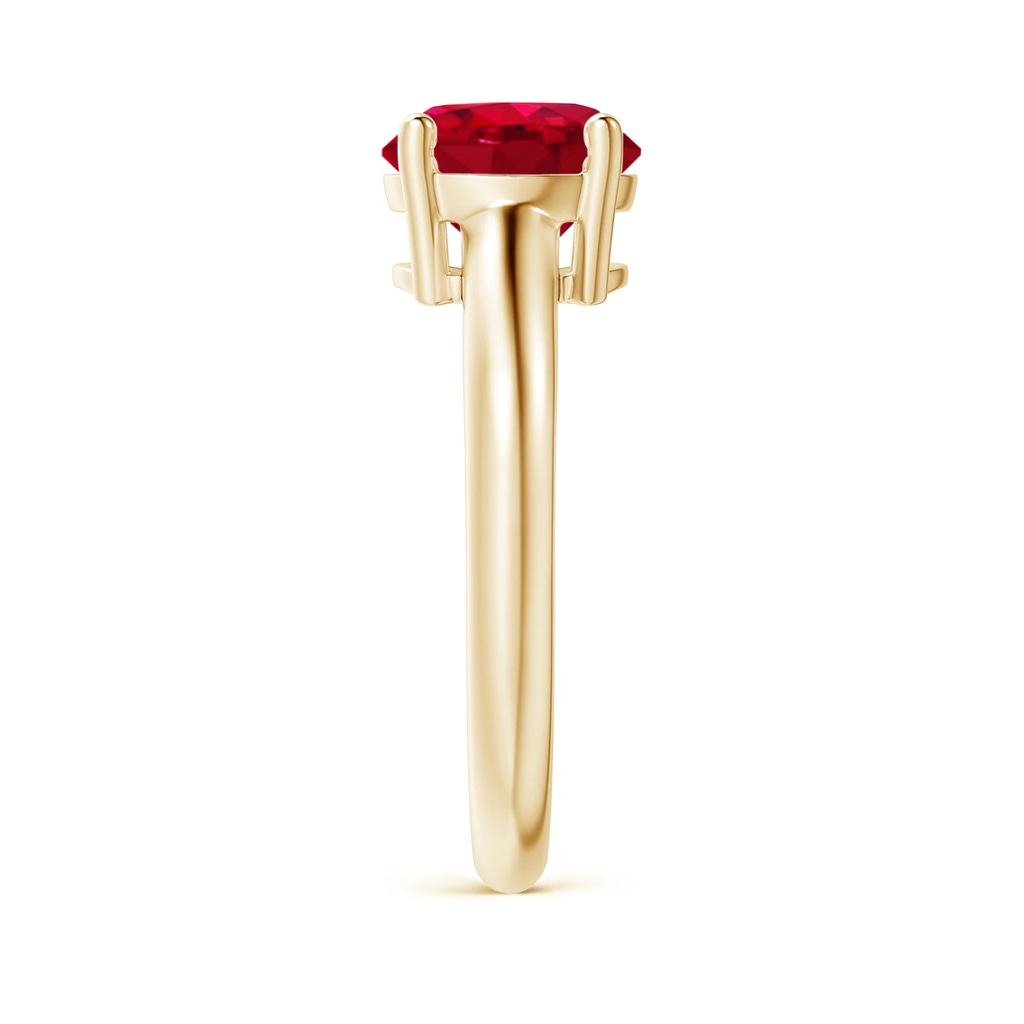 8mm AAA Round Ruby Solitaire Engagement Ring in Yellow Gold Side 299