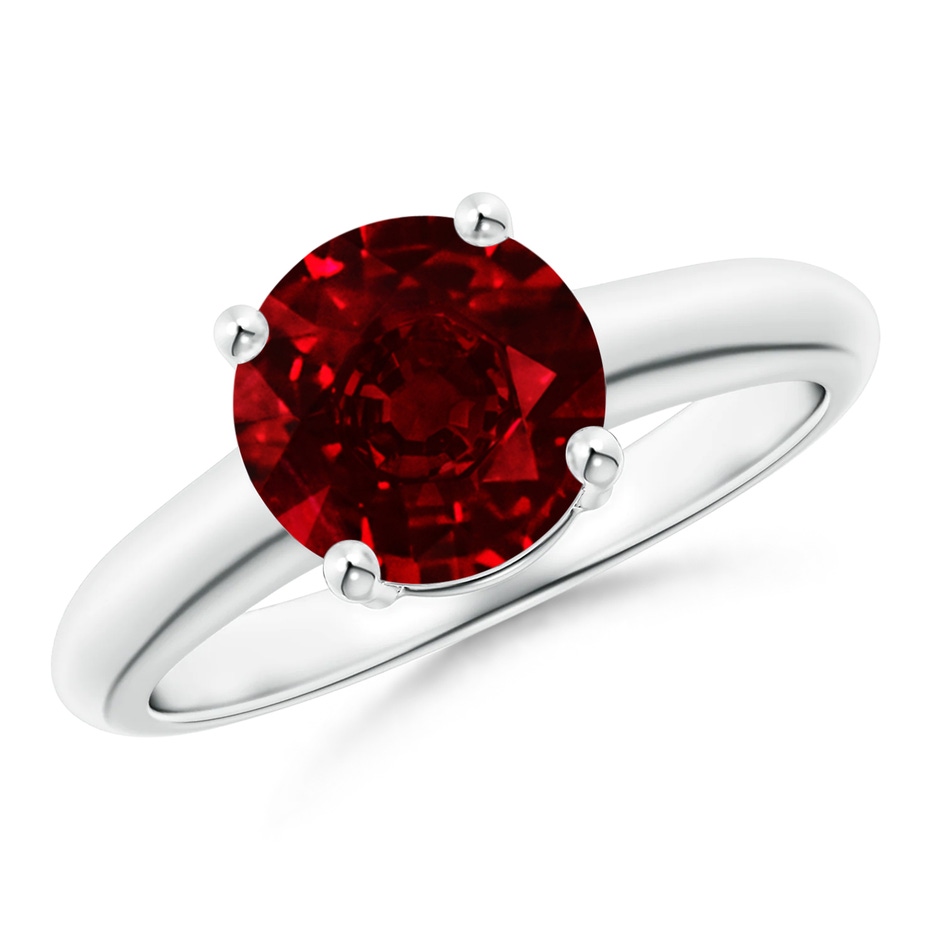 8mm AAAA Round Ruby Solitaire Engagement Ring in P950 Platinum 