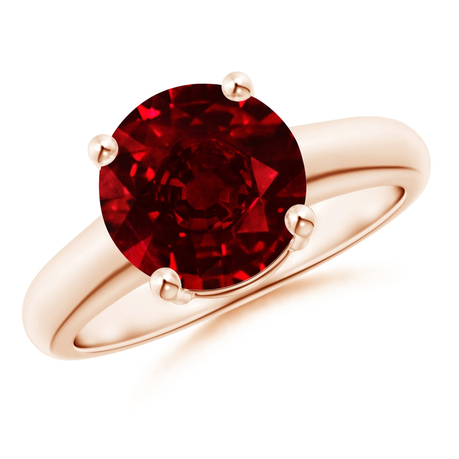 9mm AAAA Round Ruby Solitaire Engagement Ring in Rose Gold 