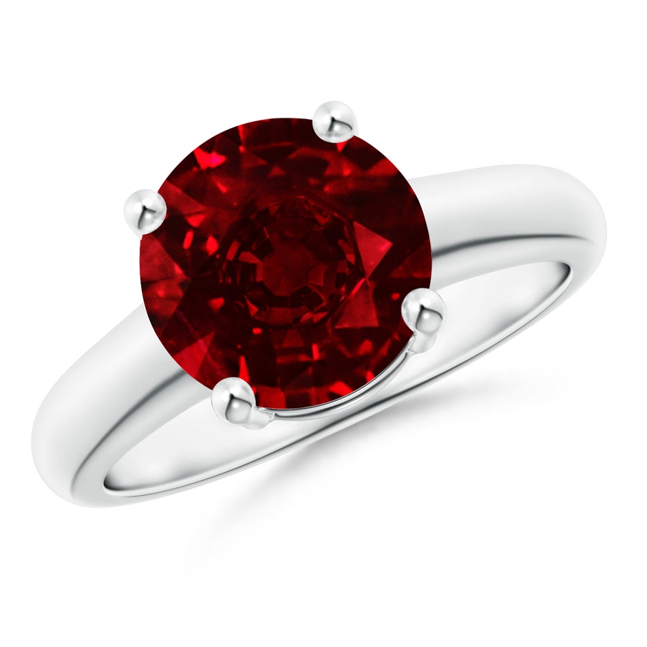 9mm AAAA Round Ruby Solitaire Engagement Ring in White Gold 