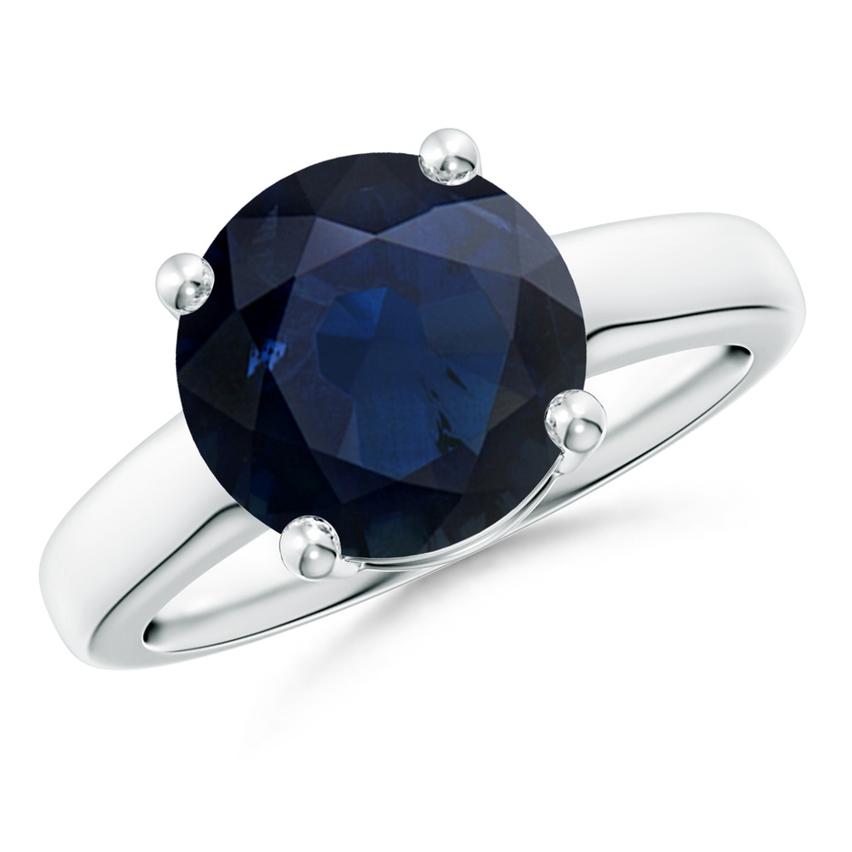 10mm A Round Blue Sapphire Solitaire Engagement Ring in P950 Platinum 