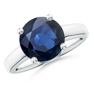 10mm AA Round Blue Sapphire Solitaire Engagement Ring in P950 Platinum