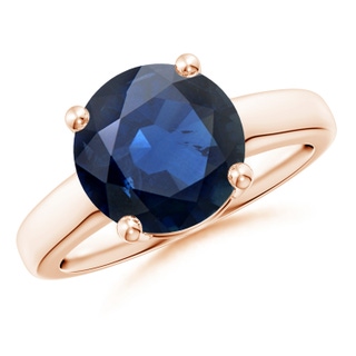 10mm AA Round Blue Sapphire Solitaire Engagement Ring in Rose Gold