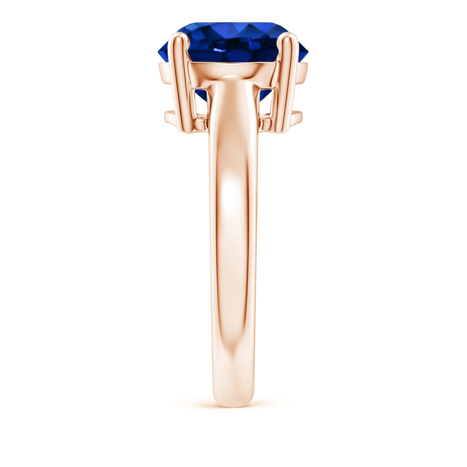 10mm AAAA Round Blue Sapphire Solitaire Engagement Ring in Rose Gold side 299