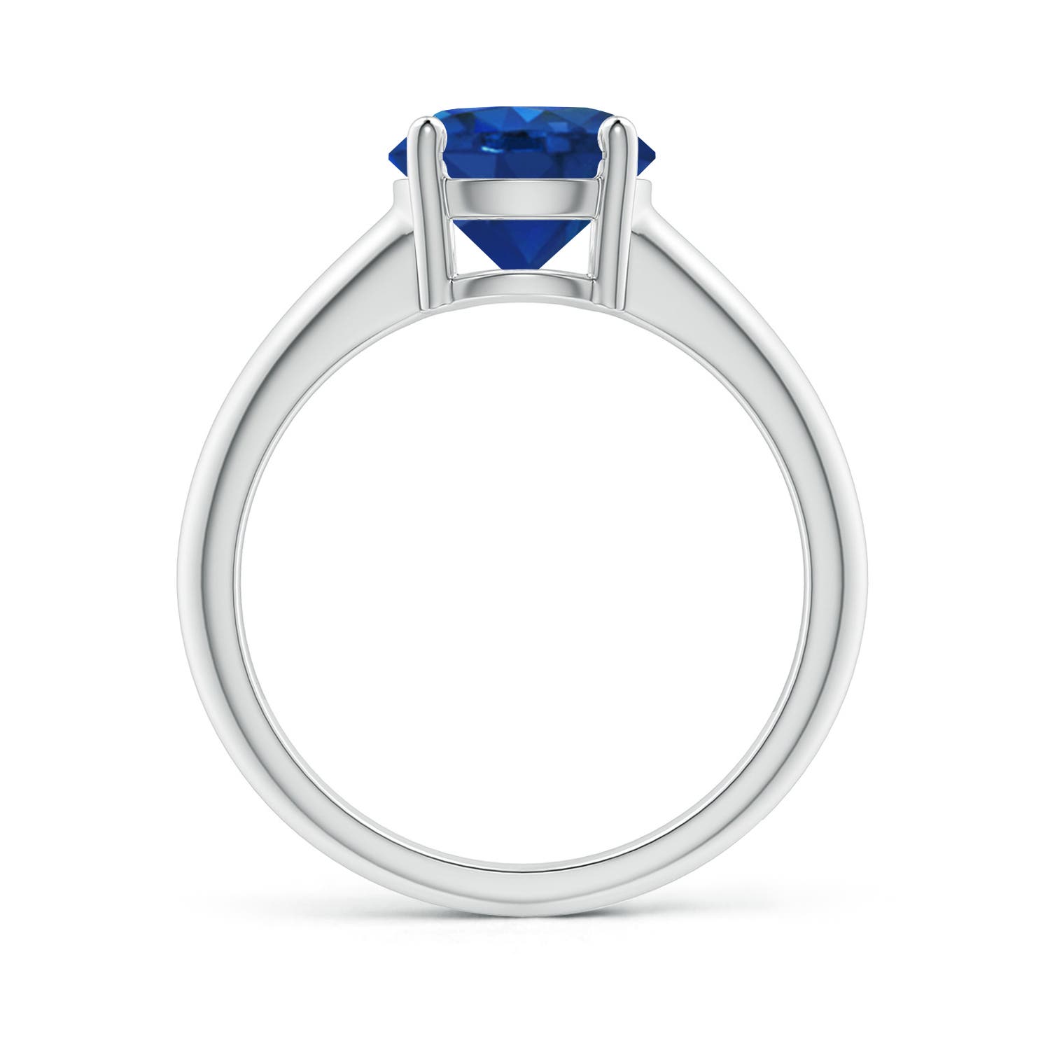 8mm AAA Round Blue Sapphire Solitaire Engagement Ring in White Gold