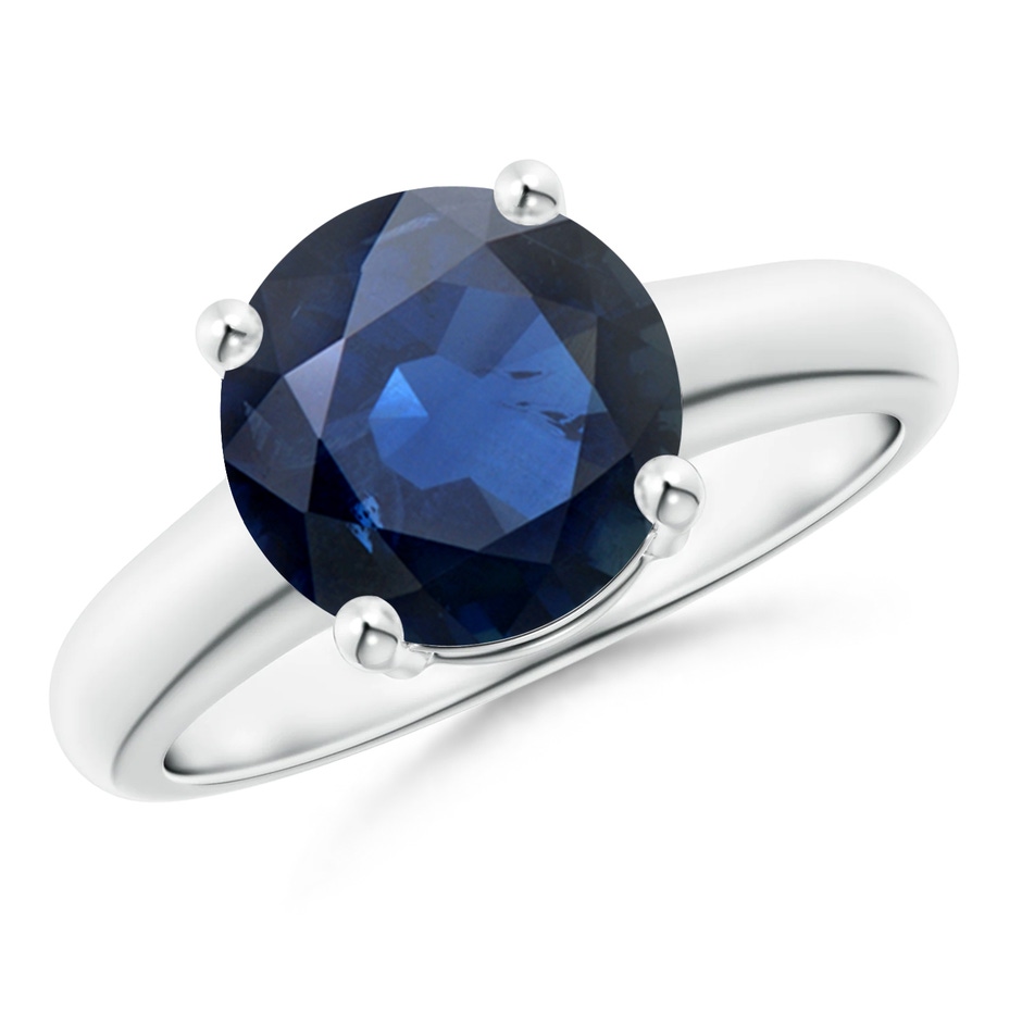 9mm AA Round Blue Sapphire Solitaire Engagement Ring in P950 Platinum 