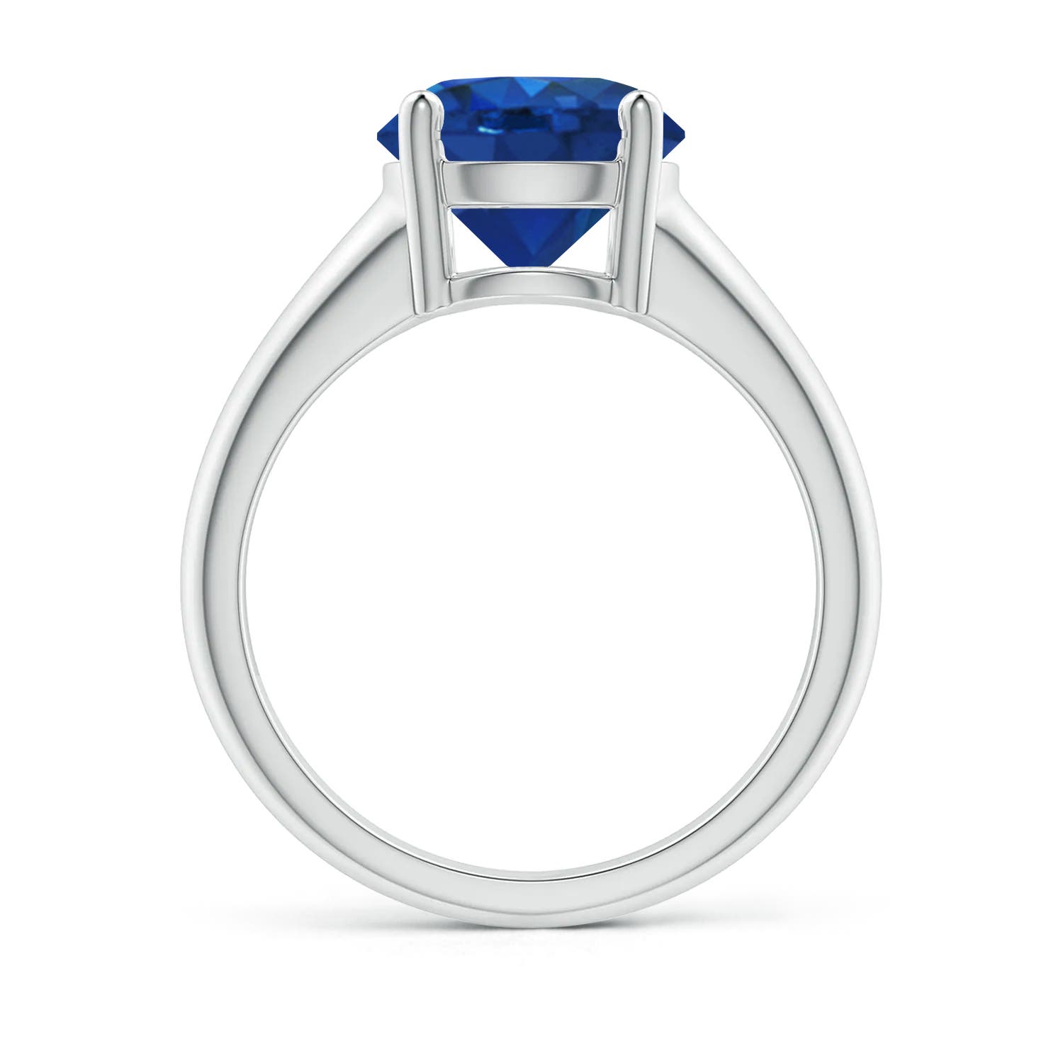 9mm AAA Round Blue Sapphire Solitaire Engagement Ring in White Gold