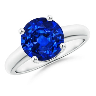 9mm AAAA Round Blue Sapphire Solitaire Engagement Ring in P950 Platinum