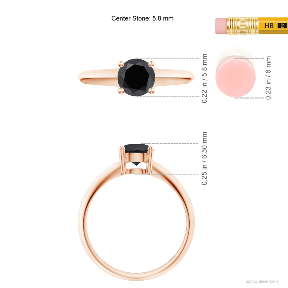 5.8mm AA Prong-Set Enhanced Black Diamond Solitaire Engagement Ring in Rose Gold product image