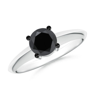 5.8mm AA Prong-Set Enhanced Black Diamond Solitaire Engagement Ring in White Gold