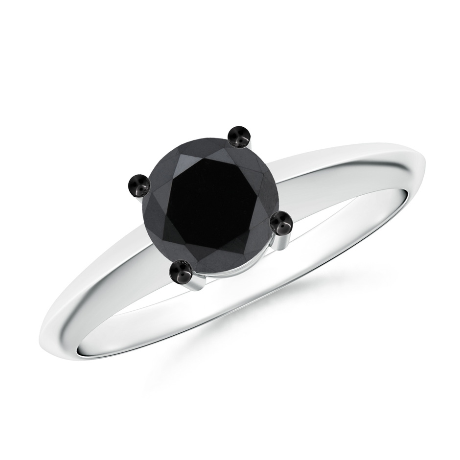 5.8mm AA Prong-Set Enhanced Black Diamond Solitaire Engagement Ring in White Gold 