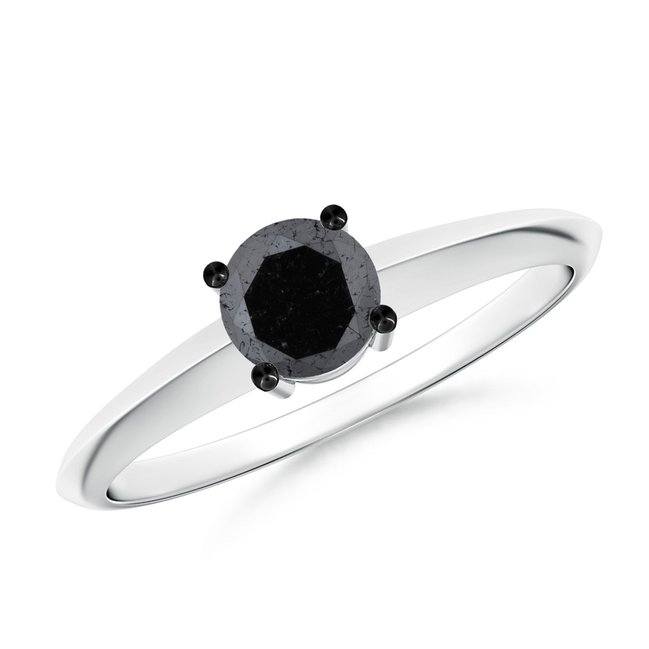 5mm A Prong-Set Enhanced Black Diamond Solitaire Engagement Ring in White Gold 