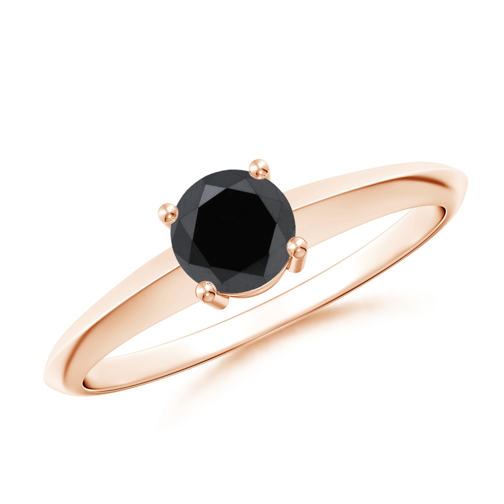 5mm AA Prong-Set Enhanced Black Diamond Solitaire Engagement Ring in Rose Gold