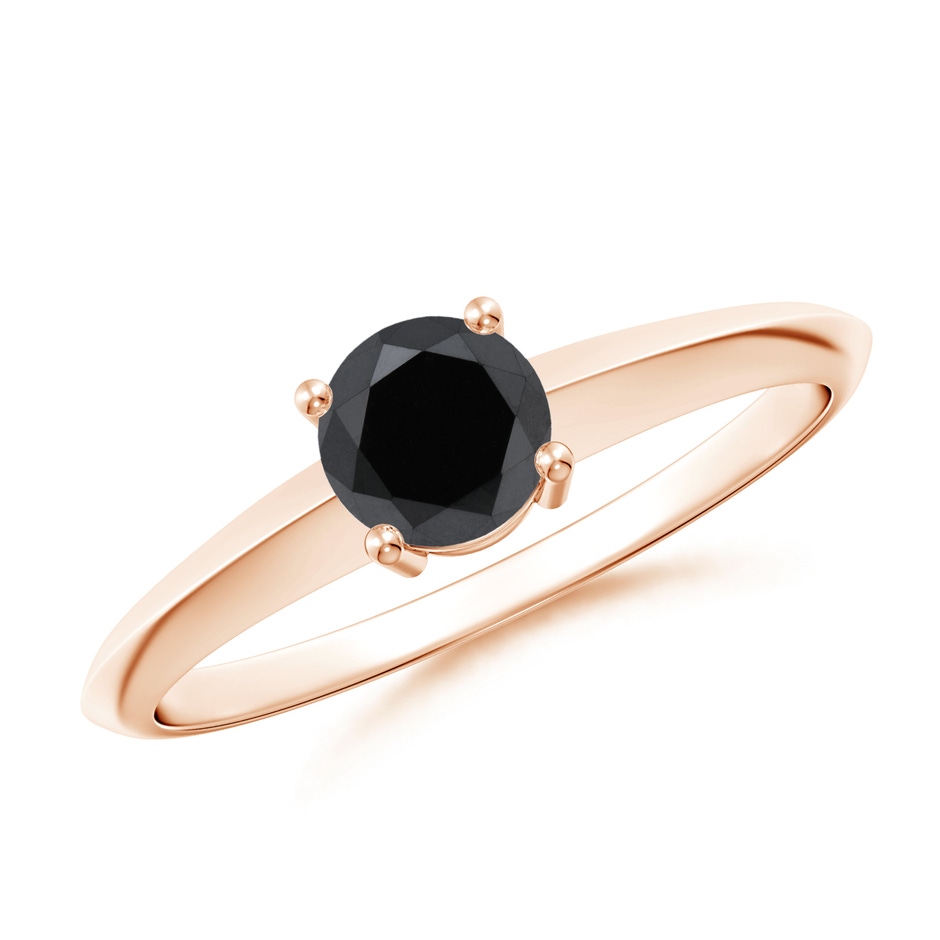 5mm AA Prong-Set Enhanced Black Diamond Solitaire Engagement Ring in Rose Gold 