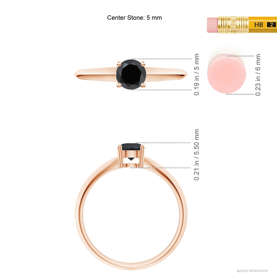 5mm AA Prong-Set Enhanced Black Diamond Solitaire Engagement Ring in Rose Gold product image