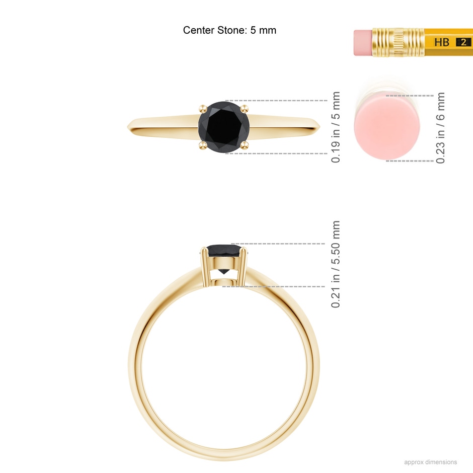 5mm AA Prong-Set Enhanced Black Diamond Solitaire Engagement Ring in Yellow Gold product image