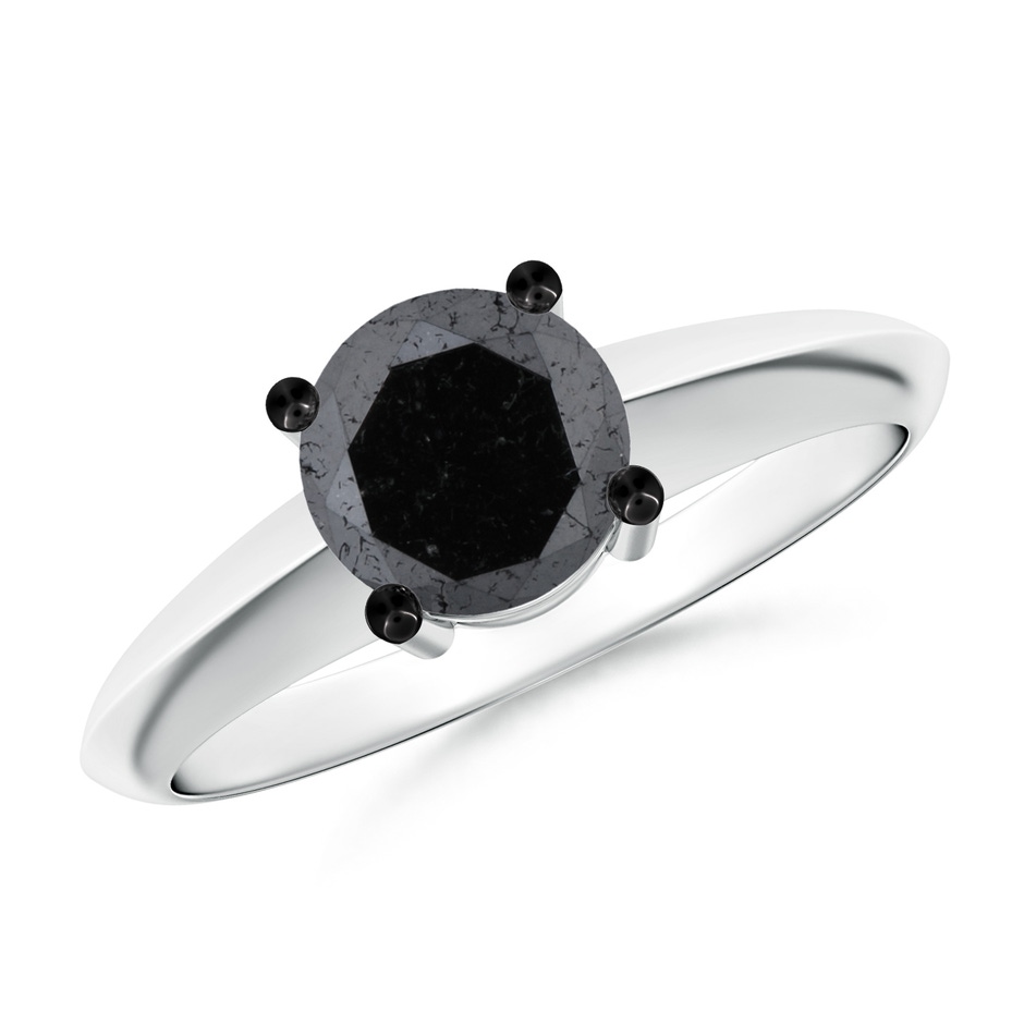 6.4mm A Prong-Set Enhanced Black Diamond Solitaire Engagement Ring in White Gold 