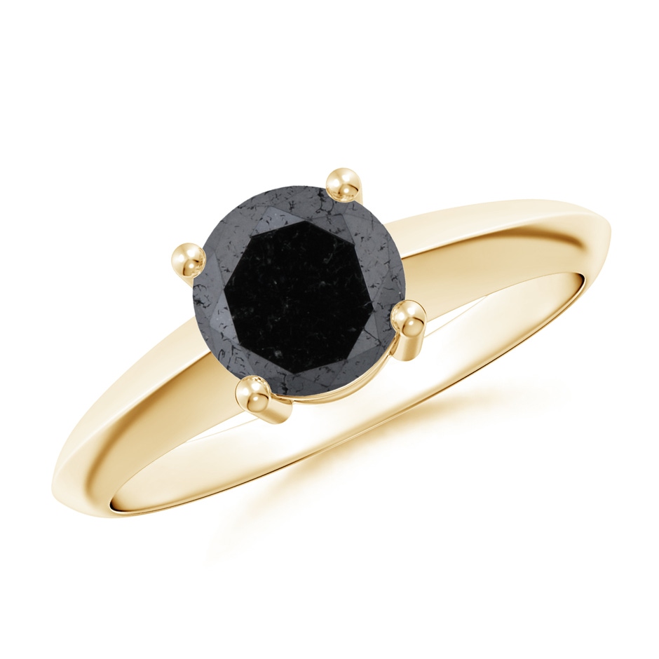6.4mm A Prong-Set Enhanced Black Diamond Solitaire Engagement Ring in Yellow Gold 