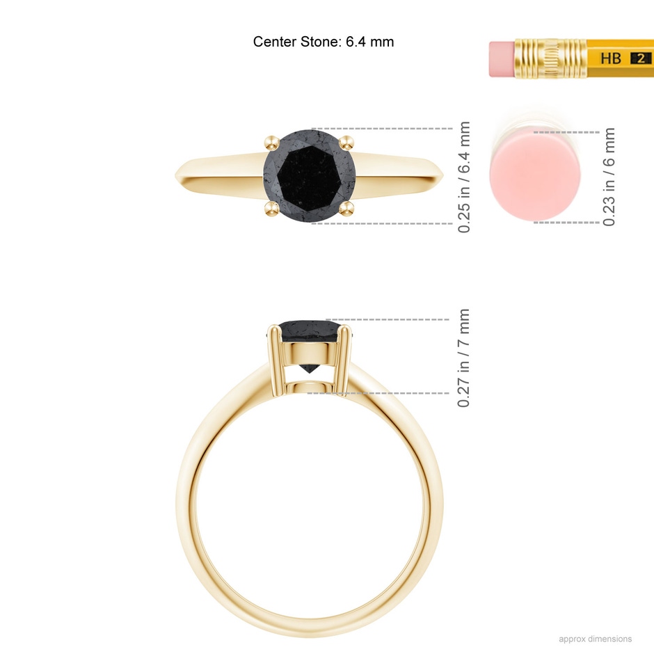 6.4mm A Prong-Set Enhanced Black Diamond Solitaire Engagement Ring in Yellow Gold product image