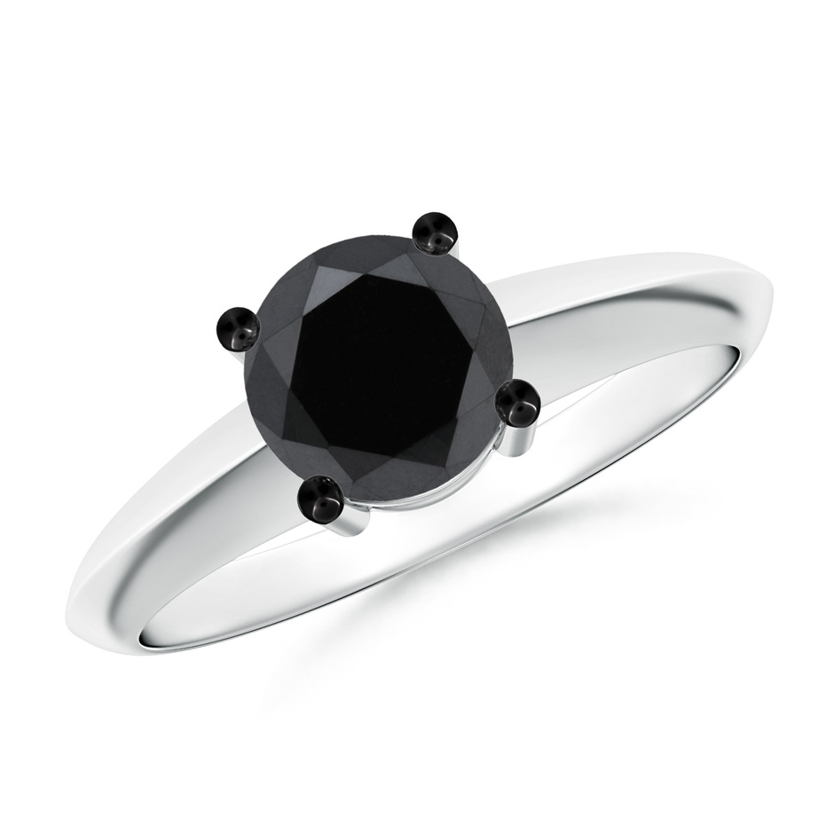 6.4mm AA Prong-Set Enhanced Black Diamond Solitaire Engagement Ring in P950 Platinum 