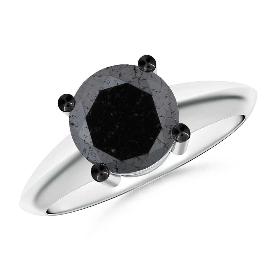 8mm A Prong-Set Enhanced Black Diamond Solitaire Engagement Ring in White Gold 