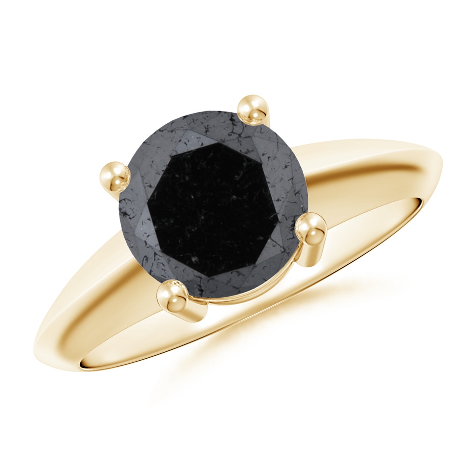 8mm A Prong-Set Enhanced Black Diamond Solitaire Engagement Ring in Yellow Gold 
