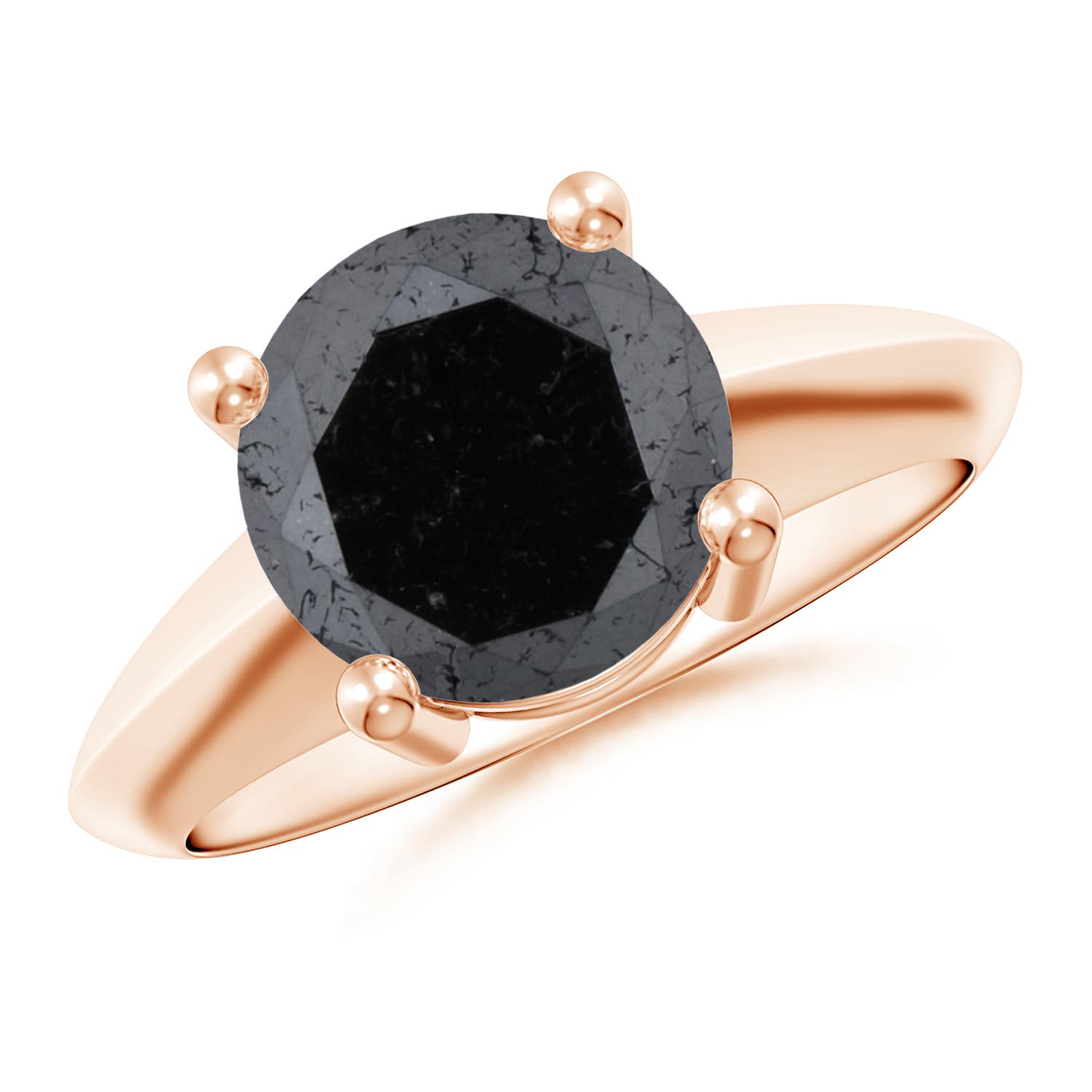 9.2mm A Prong-Set Enhanced Black Diamond Solitaire Engagement Ring in Rose Gold
