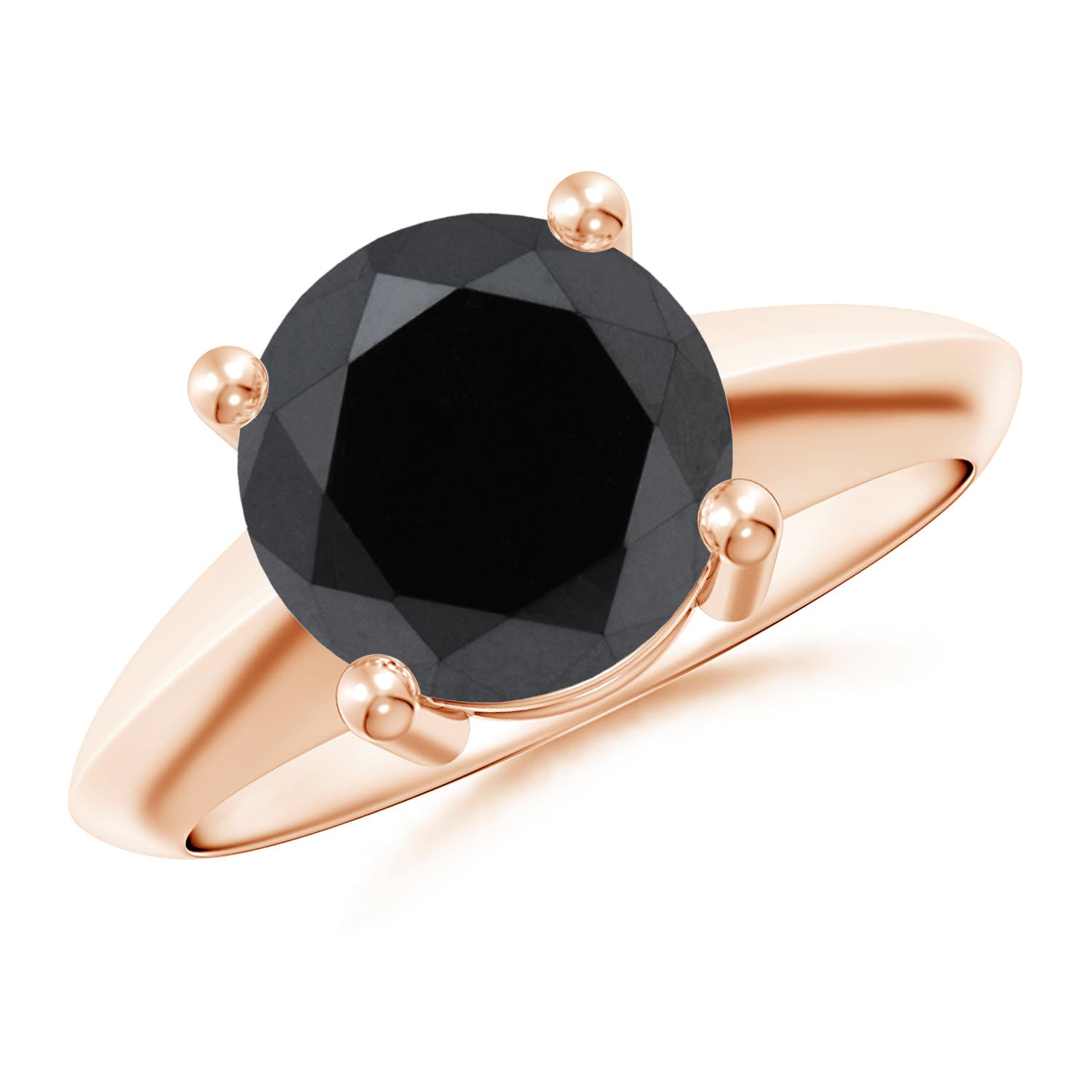 9.2mm AA Prong-Set Enhanced Black Diamond Solitaire Engagement Ring in Rose Gold