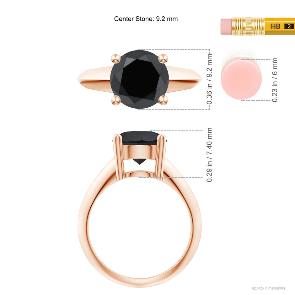 9.2mm AA Prong-Set Enhanced Black Diamond Solitaire Engagement Ring in Rose Gold product image