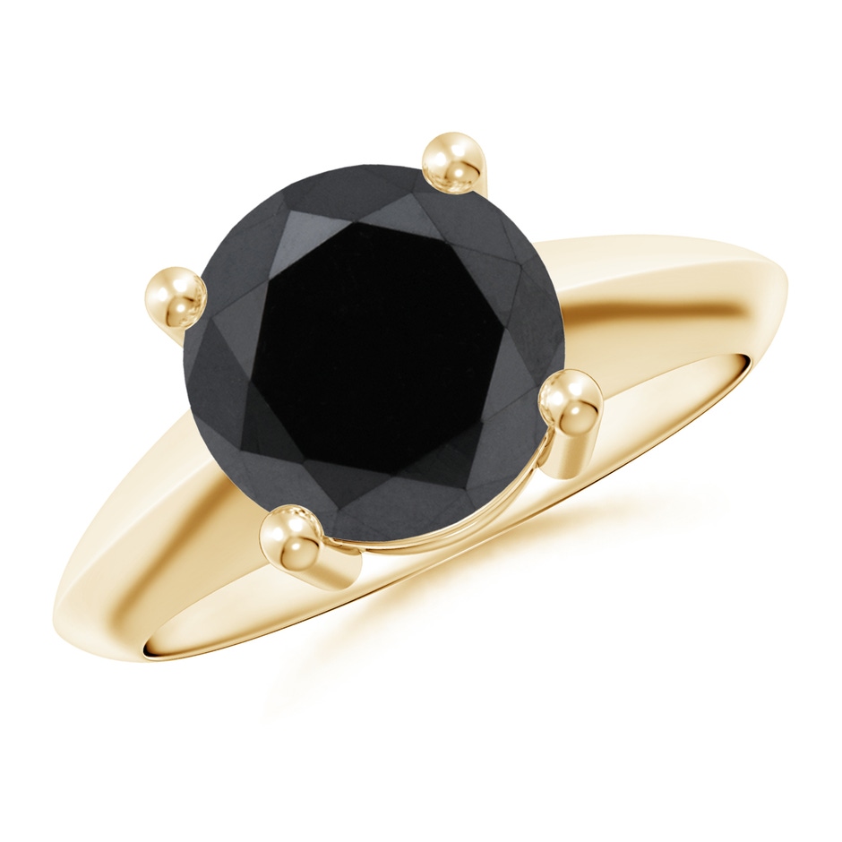 9.2mm AA Prong-Set Enhanced Black Diamond Solitaire Engagement Ring in Yellow Gold 