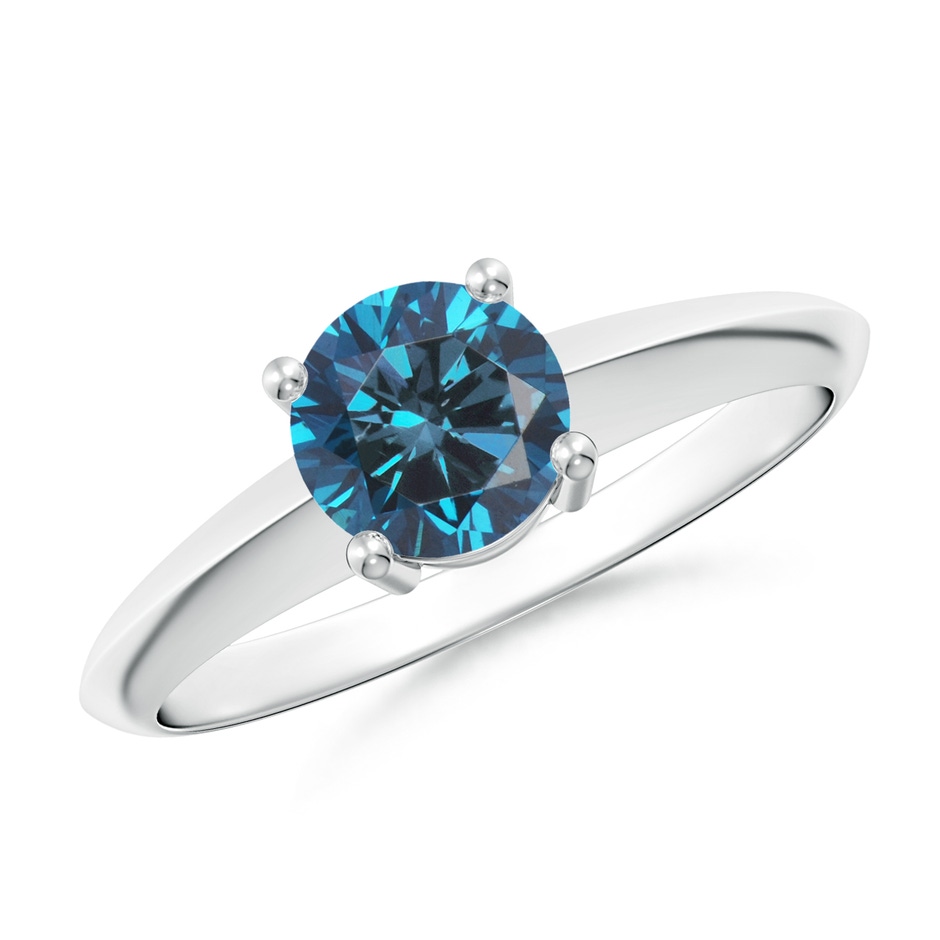 5.8mm AAA Prong-Set Blue Diamond Solitaire Engagement Ring in White Gold 