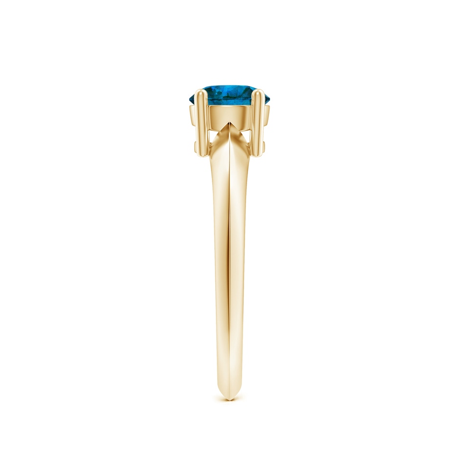 5.8mm AAA Prong-Set Blue Diamond Solitaire Engagement Ring in Yellow Gold side-2