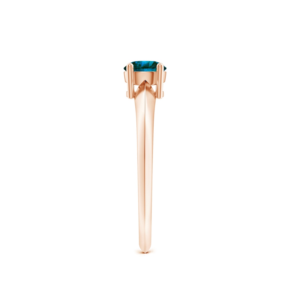 5mm AA Prong-Set Blue Diamond Solitaire Engagement Ring in Rose Gold side-2