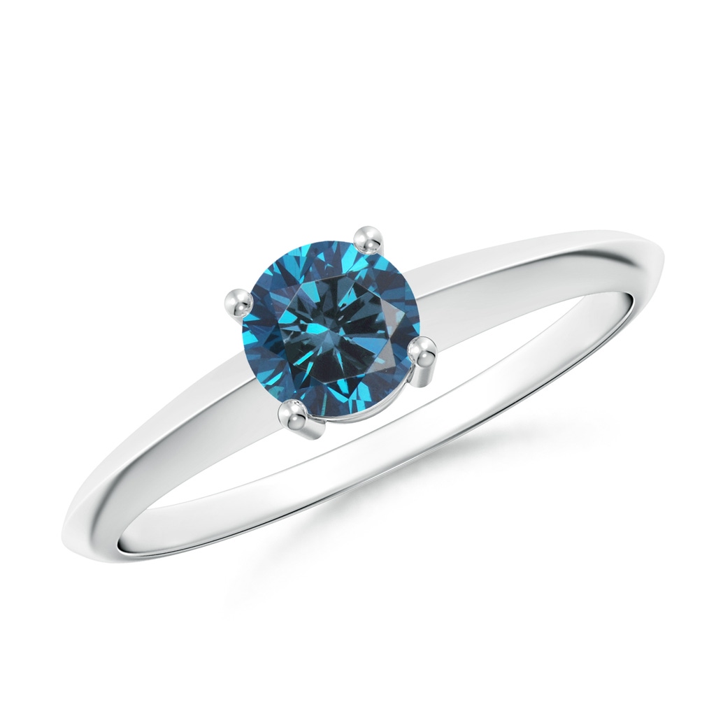 5mm AAA Prong-Set Blue Diamond Solitaire Engagement Ring in P950 Platinum