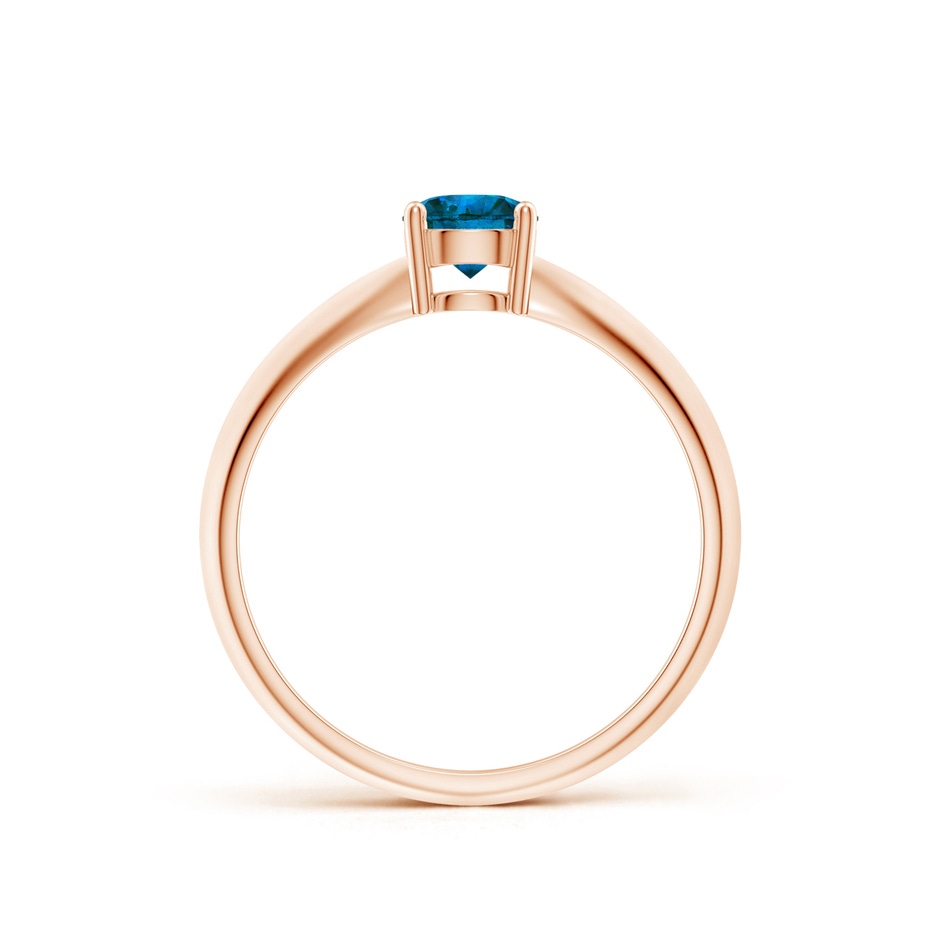 5mm AAA Prong-Set Blue Diamond Solitaire Engagement Ring in Rose Gold side-1
