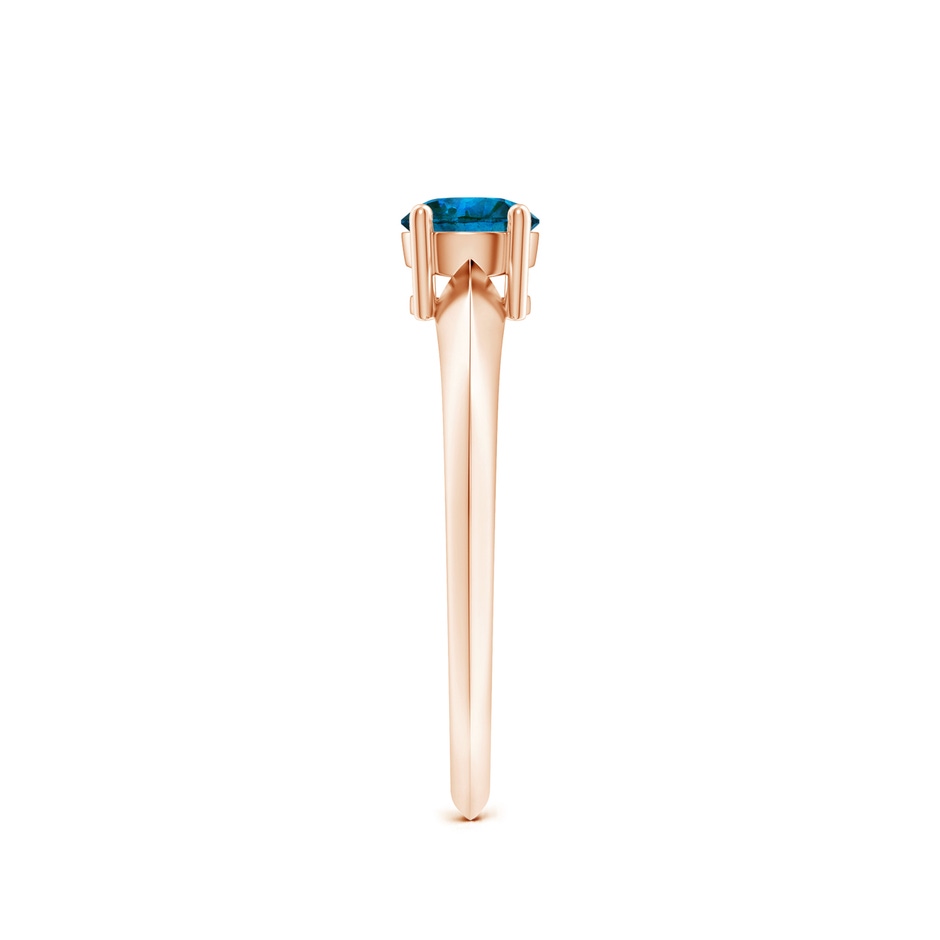 5mm AAA Prong-Set Blue Diamond Solitaire Engagement Ring in Rose Gold side-2