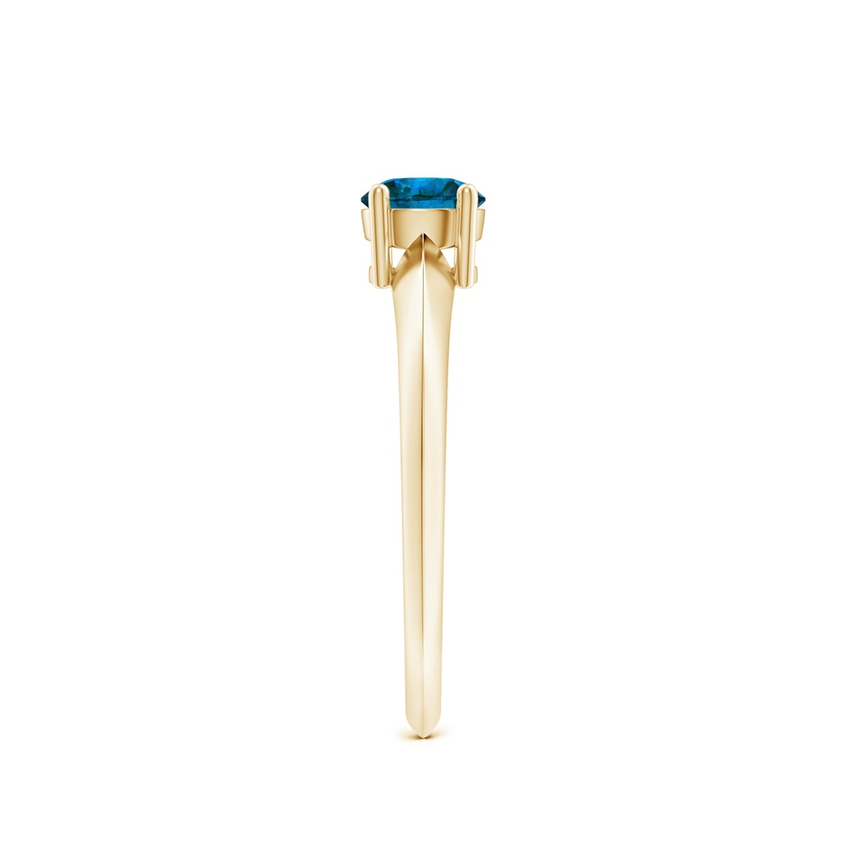 5mm AAA Prong-Set Blue Diamond Solitaire Engagement Ring in Yellow Gold side-2