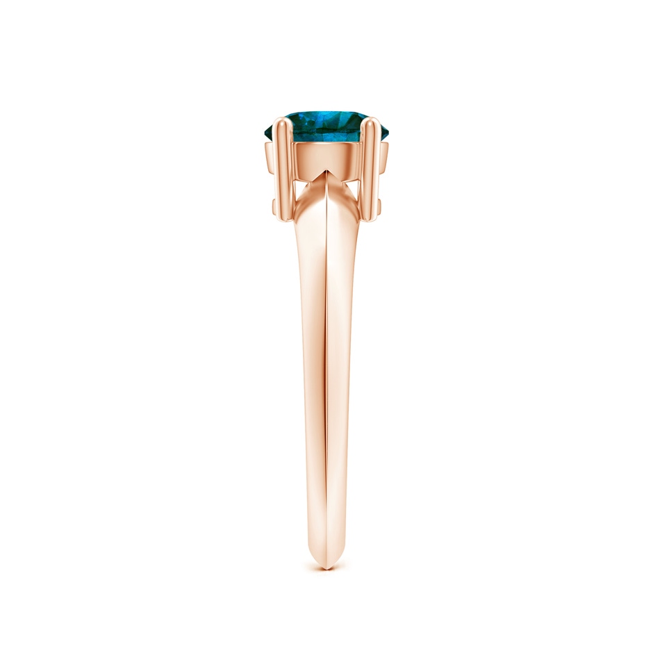 6.4mm AA Prong-Set Blue Diamond Solitaire Engagement Ring in Rose Gold side-2
