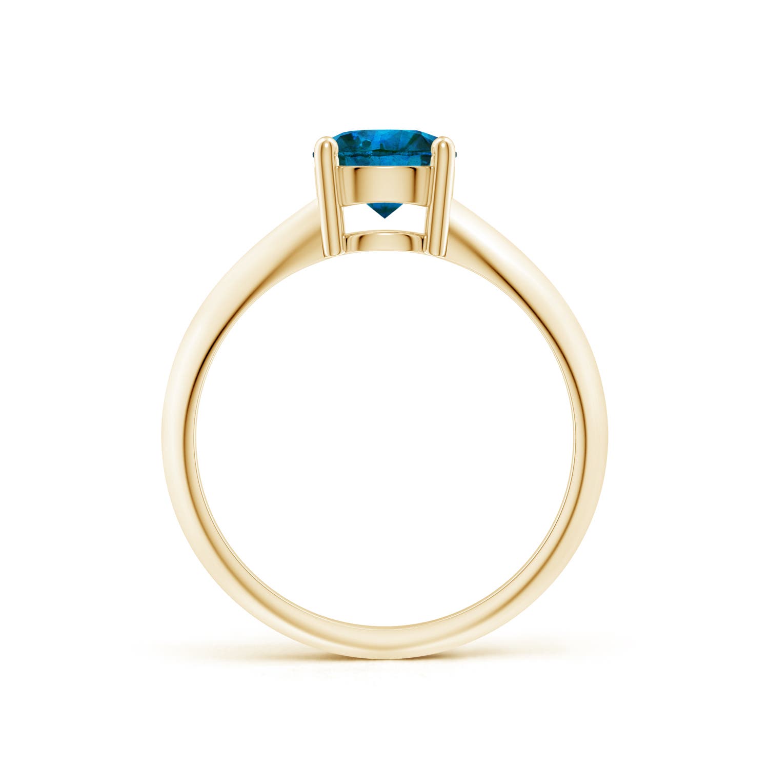 6.4mm AAA Prong-Set Blue Diamond Solitaire Engagement Ring in Yellow Gold - side 3