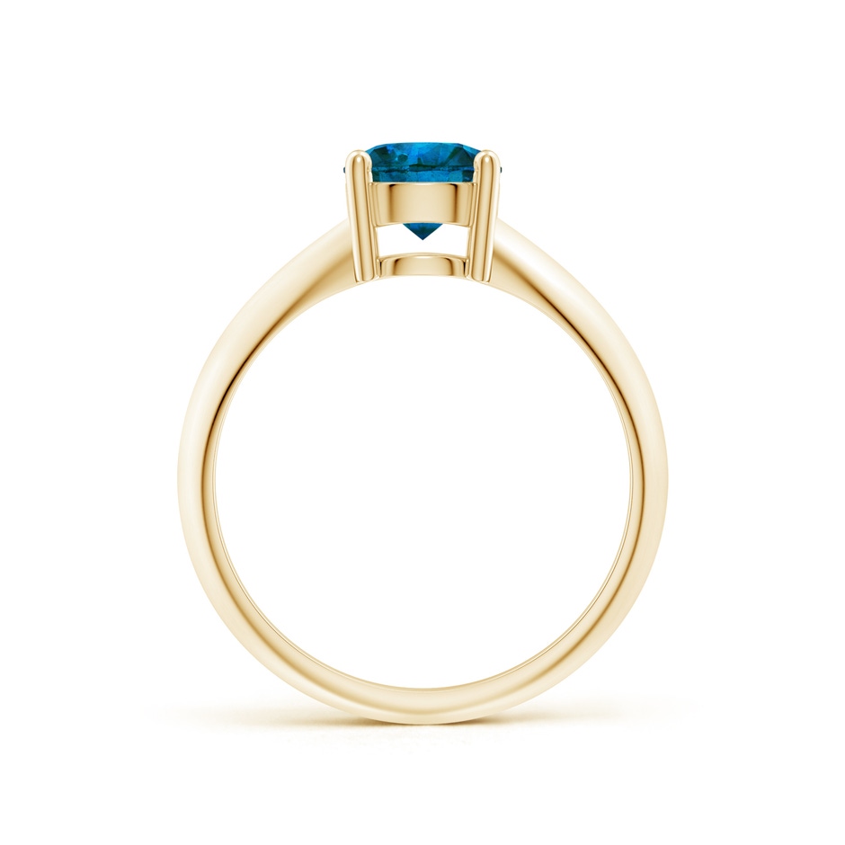 6.4mm AAA Prong-Set Blue Diamond Solitaire Engagement Ring in Yellow Gold side-1