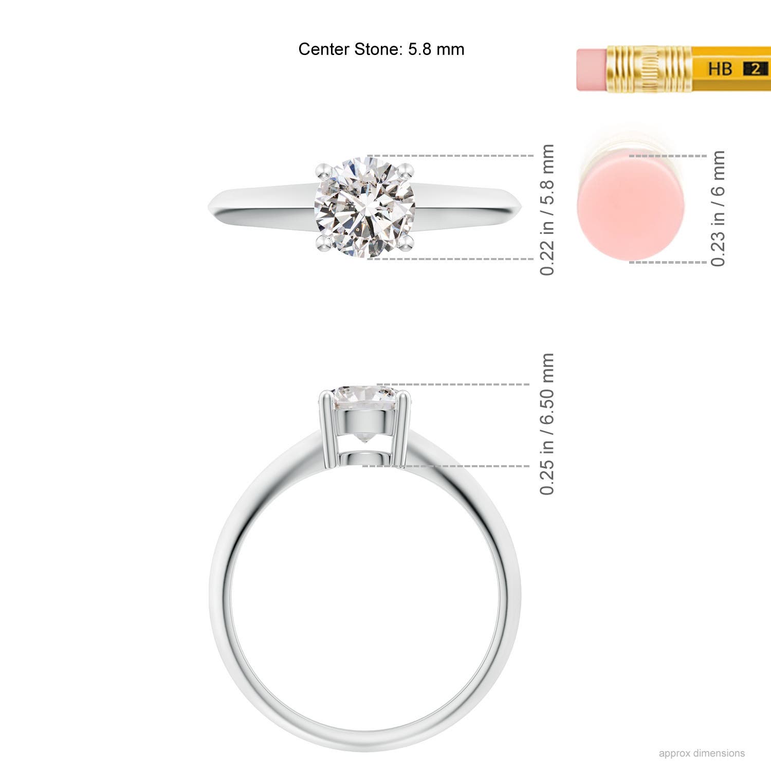 5.8mm IJI1I2 Prong-Set Diamond Solitaire Engagement Ring in White Gold - ruler