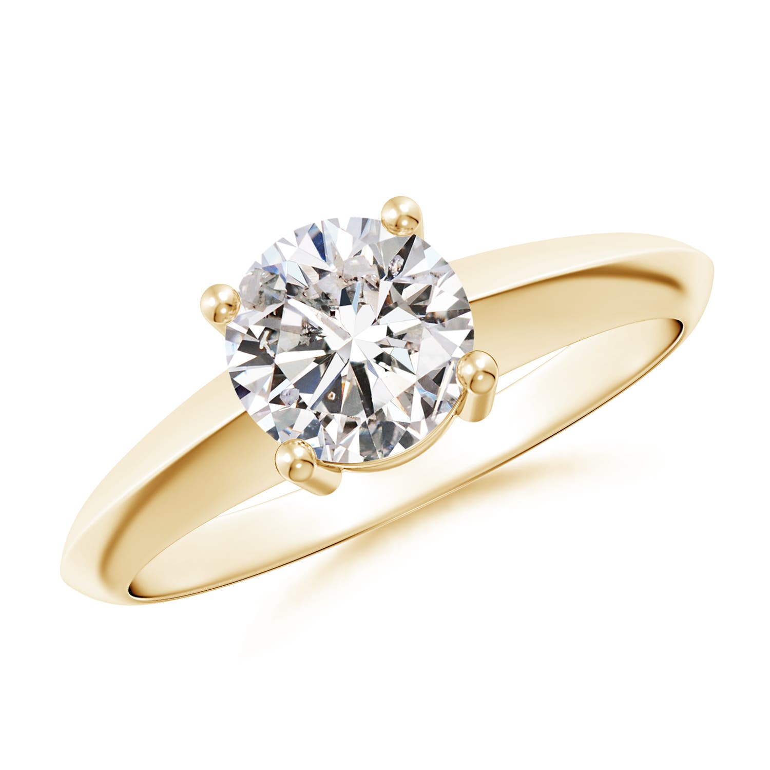 6.4mm IJI1I2 Prong-Set Diamond Solitaire Engagement Ring in Yellow Gold