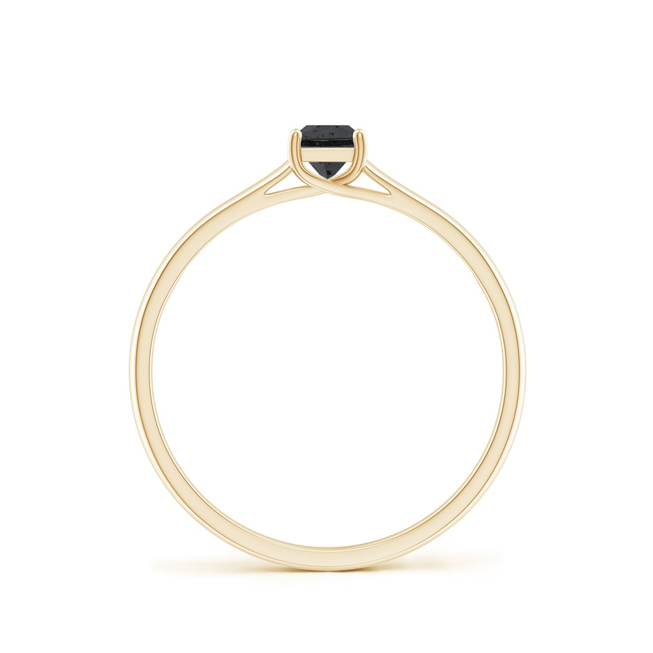 3.5mm A Princess-Cut Black Diamond Solitaire Engagement Ring in Yellow Gold side-1