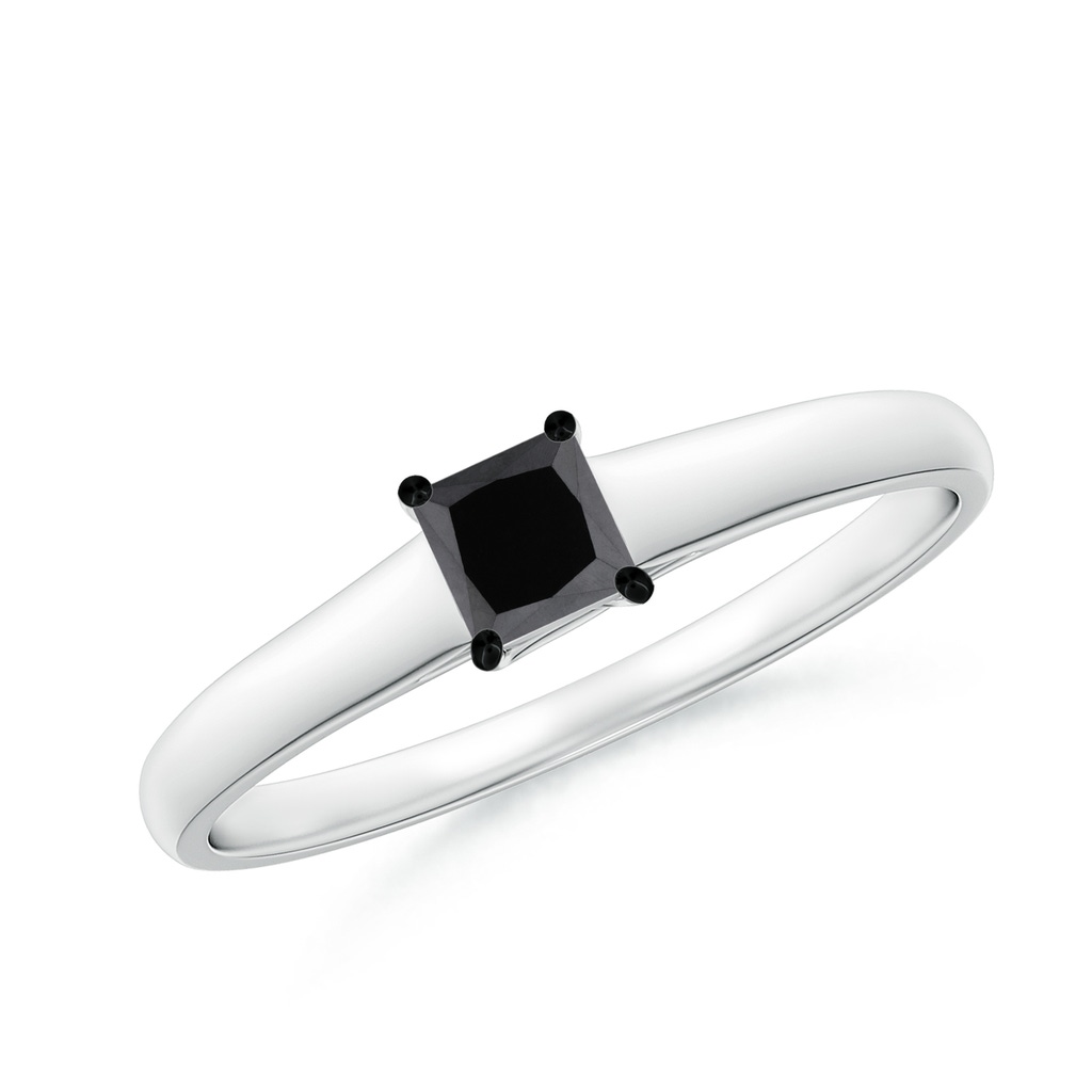 3.5mm AA Princess-Cut Black Diamond Solitaire Engagement Ring in P950 Platinum