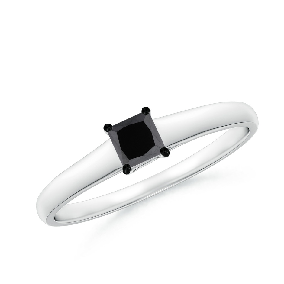 3.5mm AA Princess-Cut Black Diamond Solitaire Engagement Ring in P950 Platinum 